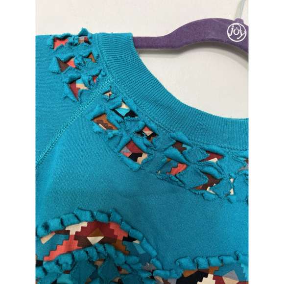 Vintage 80s Cut Out Peek-a-Boo Quilt Sweatshirt XL Farm Country Western - Picture 3 of 12